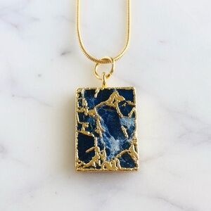 18K Gold Plated Sapphire Snake Chain Statement Necklace